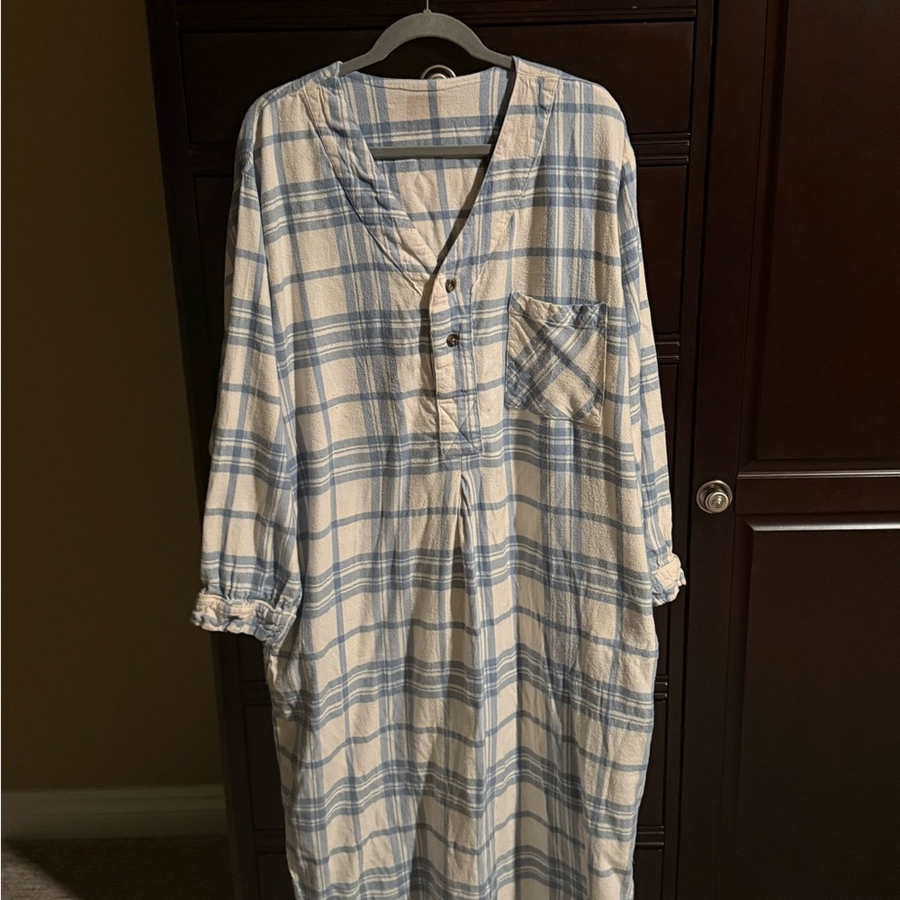Blue and White Plaid Nightshirt